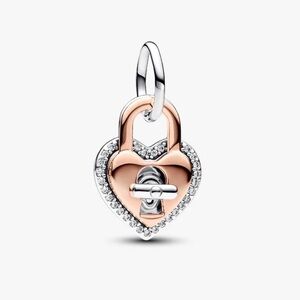 Pandora • Twistable Heart Padlock Dangle Charm